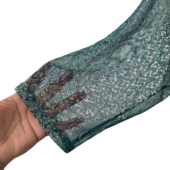 Kate & Lily Womens Green Multicolor Wrap Maxi Dress Size 20W Mesh Stretchy Lined - Picture 9 of 16